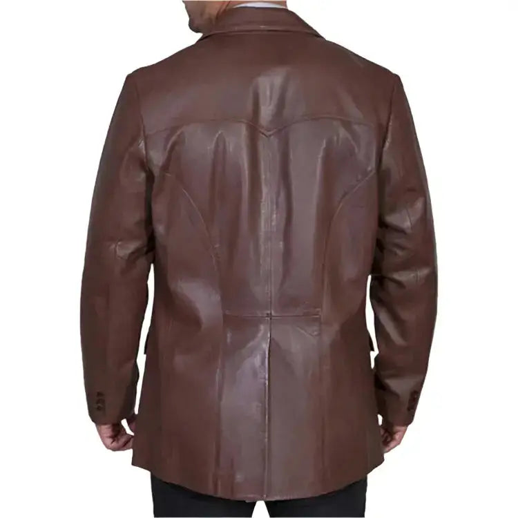 Men's Western Dark Brown Leather Sportcoat Blazer