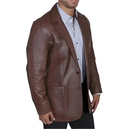 Men's Western Dark Brown Leather Sportcoat Blazer