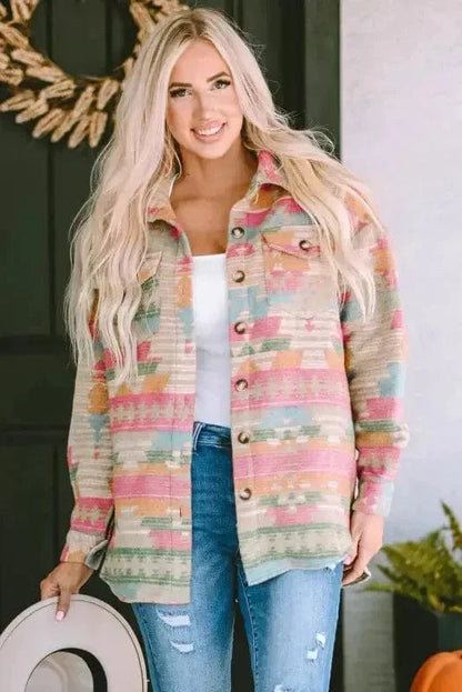 Aztec Print Western Style Shacket