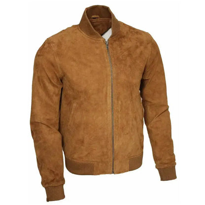 Men's Brown Suede Western Bomber Jacket
