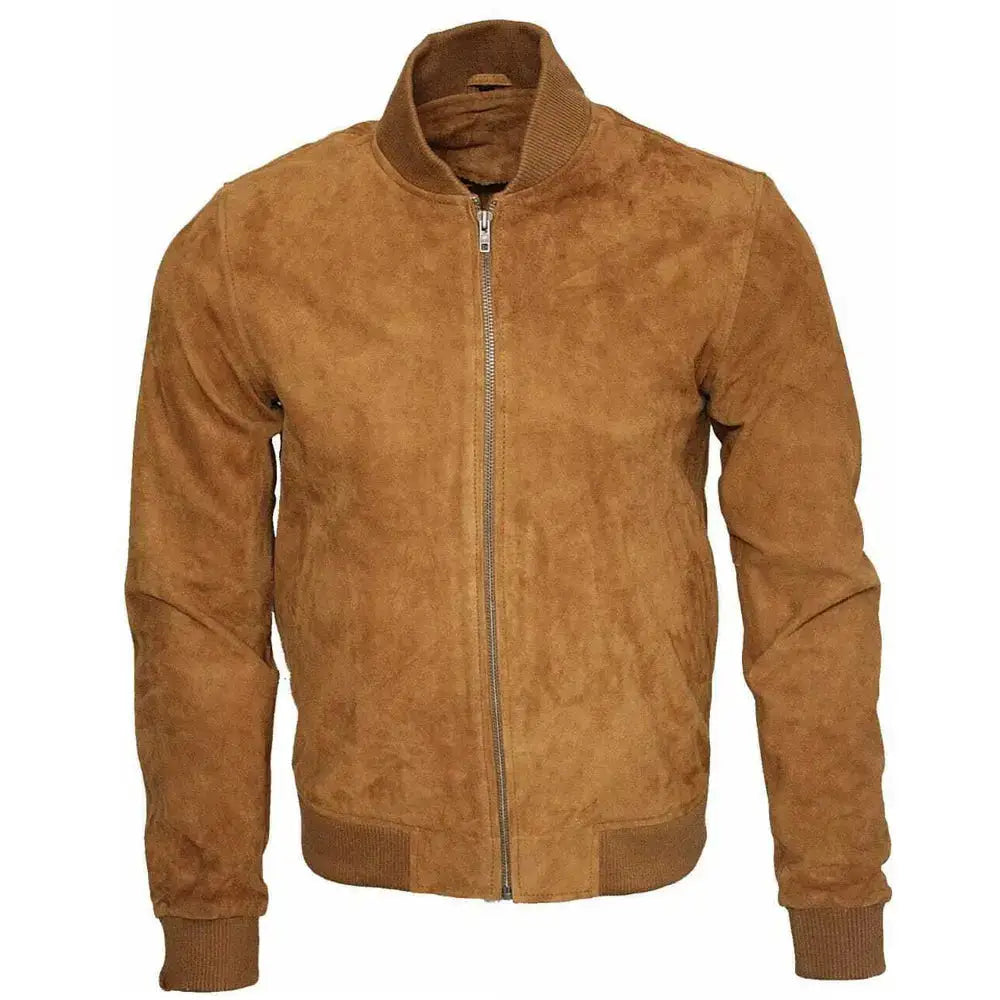 Men's Brown Suede Western Bomber Jacket