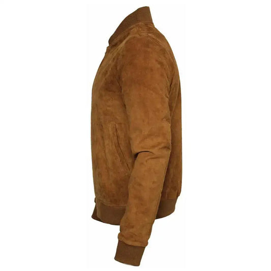 Men's Brown Suede Western Bomber Jacket