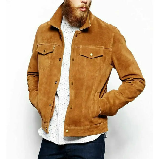 Men's Vintage Western Slim Fit Suede Leather Jacket