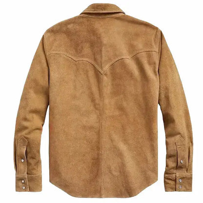 Men's Vintage Suede Western Trucker Shirt Jacket