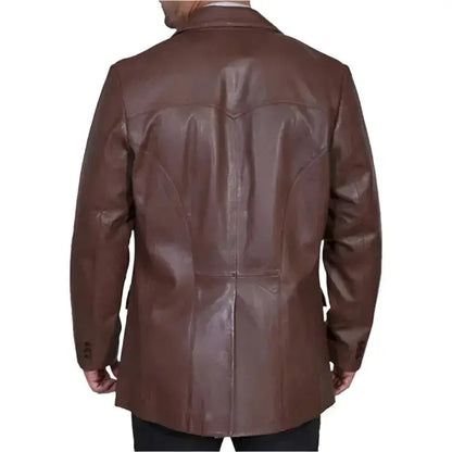 Men's Western Dark Brown Leather Sportcoat Blazer