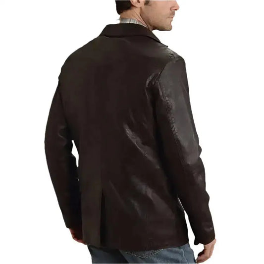 Men's Western Smooth Brown Leather Blazer Jacket